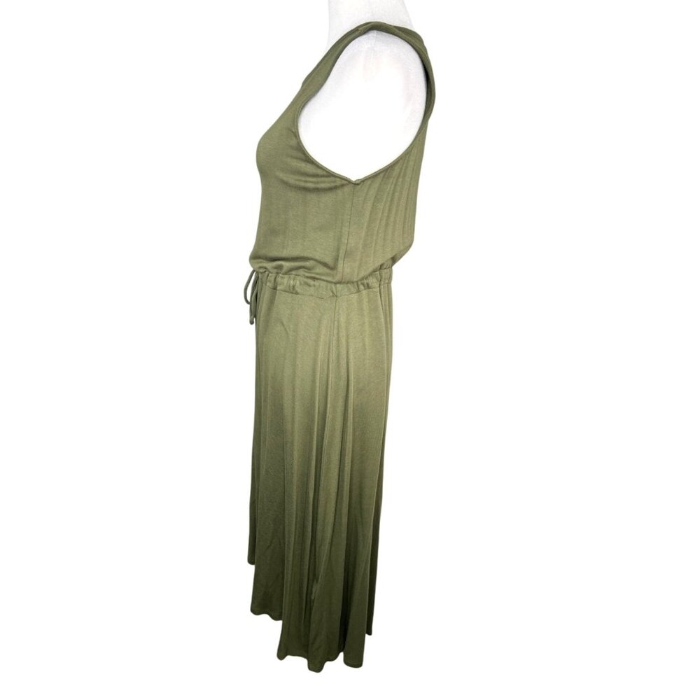 The Limited Olive Green Sleeveless Midi Dress W/ Drawstring Waist Medium - Picture 10 of 13